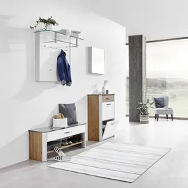 MODERANO Garderobenpaneel Milano 96 x 78 x 33 cm Weiß Hochglanz