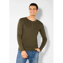 H.I.S Langarmshirt, mit aufwendiger Knopfleiste, Gr. M, khaki, , 72604602-M