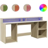 vidaXL LED-Schreibtisch Sonoma-Eiche 200x55x91 cm Holzwerkstoff