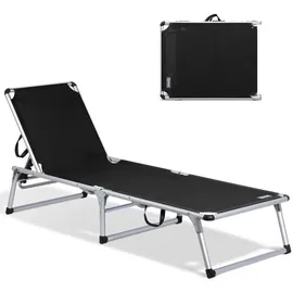 HOMECALL Gartenliege 5 fach verstellbar 1-tlg 136 x 60 x 30 cm Schwarz