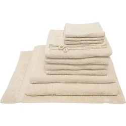 Handtuch Set DYCKHOFF "Kristall", beige, 12 tlg., Frottier, Frottier, Obermaterial: 100% Baumwolle, Handtuch-Sets, Umfangreiches Badezimmer Komplett-Set inklusive Badvorleger