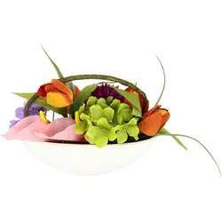 Gestecke MY HOME "Tulpe, Calla, Hortensie, Gerbera", bunt, B:23cm H:16cm L:10cm, Kunstpflanzen, In Schale, Kunstblume, Seidenblume
