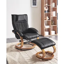 Beliani Massagestuhl mit Fußstütze Kunstleder Schwarz