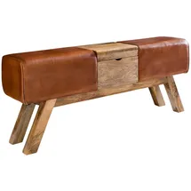 KADIMA DESIGN Sitzbank, Echtes Leder, Holzbeine, 120 cm, - Stilvoll & Komfortabel mit Stauraum
