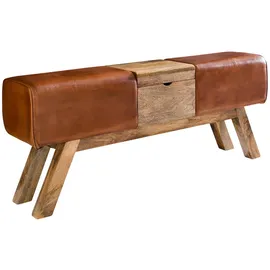 KADIMA DESIGN Sitzbank, Echtes Leder, Holzbeine, 120 cm, - Stilvoll & Komfortabel mit Stauraum