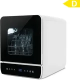 Puluomis Mini Geschirrspüler freistehend, Geschirrspülmaschine mit mit 7 Programe für 3 Gedecke, funktioniert mit/ohne Wasseranschluss, Schwarz - Weiß/Schwarz