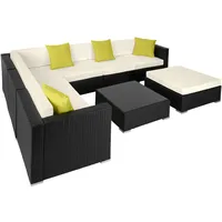 Tectake tectake® Rattan Lounge mit Aluminiumgestell wetterfest und UV-beständig, mit Sicherheitsglasplatte
