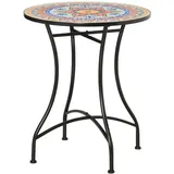 Gartentisch Mosaiktisch Rund Bistrotisch Beistelltisch Mit Mosaikplatte Keramik Metall Rot+blau+weiß Ø60 Cm  on-site
