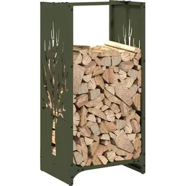 vidaXL Kaminholzregal Kaltgewalzter Stahl 40 x 30 x 80 cm Olivgrün