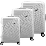 Avizar 3er Hartschalenkoffer Chevron mit TSA-Schloss, Koffer, Grau