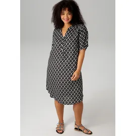 aniston plus Blusenkleid Schwarz/Weiß 44