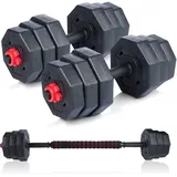 Umbro Hanteln Set 19-Teilig - Kurzhanteln und Langhantel – Verstellbare Hanteln für Verschiedende Übungen - Gewichte von 1.25 KG, 1.5KG und 2KG - Kunststoff - Schwarz/Rot