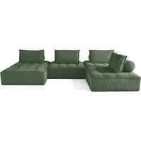 Best Möbel Marisol - wohnlandschaft modular 7-Sitzer - texturierter Samt , Grün - Grün