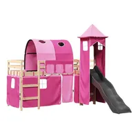 vidaXL Kinderhochbett mit Turm Rosa 90x190 cm Massivholz Kiefer