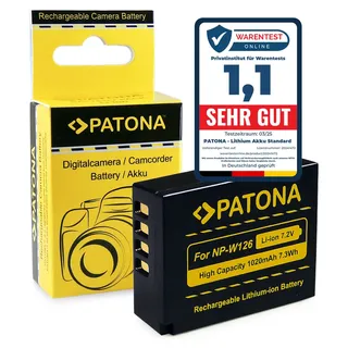 PATONA NP-W126 Akku 1020mAh Ersatzakku kompatibel mit Fuji Fujifilm XM5 X100F X100V X100VI XA1 XA2 XA3 XA5 XS10 XT3 XT20 XT30 II XT5 XT50 X-M5 X M5 X-S10 X-T3 X-T50 NPW126s NP W126s NPW126 W126