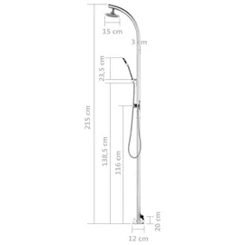 vidaXL Gartendusche grau 215 cm