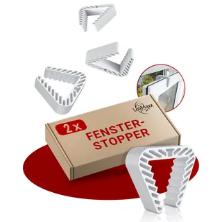 LouMaxx Fensterstopper 2er Set – Fensterstopper beim Lüften & Klemmschutz für Türen – Fensterfeststeller ohne Bohren – Fensterklammer in Weiß für zuverlässige Sicherheit