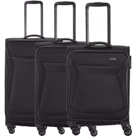 Travelite Chios 4 Rollen Kofferset 3-teilig mit Dehnfalte Koffer & Trolleys Schwarz