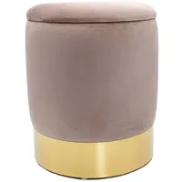 casamia Samthocker mit Stauraum Ø 31 H 38 cm Deko Hocker Samt Verlour Hocker Gold Hocker Schminktisch Farbe zartlila