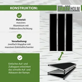 Baumarktplus DREIBREIT by TRUTZHOLM 3-fach Auffahrrampe klappbar 175cm Tragkraft 1020kg Alu grau schwarz beschichtet Verladerampe Rampe