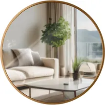 CLP Wandspiegel Elsie I Runder Spiegel in unterschiedlichen Größen I Rahmentiefe 3 cm, ideal für Wohnzimmer, Schlafzimmer oder Bad