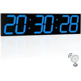 CHKOSDA Große digitale Wanduhr, automatische Digitaluhr mit Alarm, Helligkeit und Termperatur, automatische Zeitsynchronisation mit einfacher Bedienung, großer Fitness-Timer mit Countdown, Countup und
