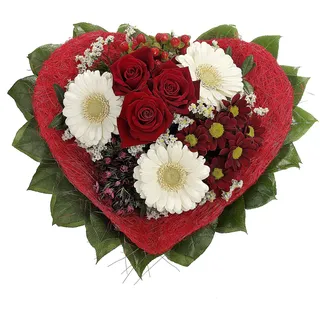 Dominik Blumen und Pflanzen, Blumenstrauß "Allerliebst" mit Rosen, Gerbera und Bartnelke