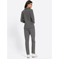Hosenanzug HEINE, Damen, Gr. 42, Normalgrößen, grau (anthrazit, meliert), 60% Baumwolle, 38% Polyester, 2% Elasthan, Anzüge Hosenanzug