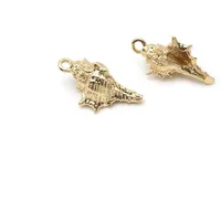 Vintageparts Muschelanhänger 18k Gold beschichtet 2 Stück zum Schmuck selber basteln Mädchen Damen Unisex Kettenanhänger Halskette Muschel Shell