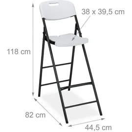 Relaxdays Barhocker klappbar 118 x 44,5 x 82 cm Weiß