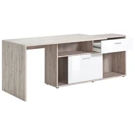 FMD Eckschreibtisch »Diego« Hochglanzfronten, mit Regalelement, viel Stauraum