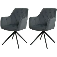 Mendler 2er-Set Esszimmerstuhl HWC-L80, Küchenstuhl Polsterstuhl Stuhl mit Armlehne,