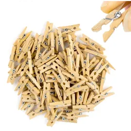 TK Gruppe Timo Klingler 100x Miniklammern - Größe 25 mm Mini Wäscheklammern Holzklammer aus echten Holz