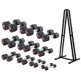 Sport-Thieme Kompakthantel-Set ""Gummi"", 1-10 kg, inkl. Kurzhantelständer