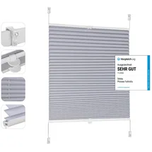 Sekey Plissee ohne Bohren Verdunkelung, Fenster Plissee Klemmfix Jalousie 55 cm breit, Verspannt Blickdicht Sonnenschutz Fensterollo, 55x120cm, Blaugrau