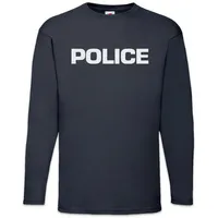 Urban Backwoods Langarmshirt Police Langarm T-Shirt Beer Fun Kostüm Polizei Security Fasching (1-tlg) Karneval Verkleidung Fastnacht Fassenacht Faschings-Shirt blau 2XL