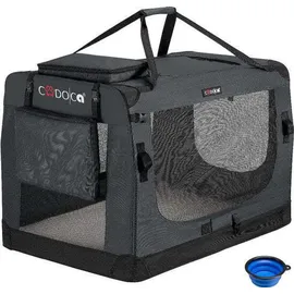 CADOCA CADOCA® Hundetransportbox faltbar Katzentransportbox Transportbox Autobox Hundebox Box versch. Größen Farbwahl, XXXL 101x70x70cm atmungsaktiv robust Transporttasche Haustiertransportbox Hundetragetasche Anthrazit