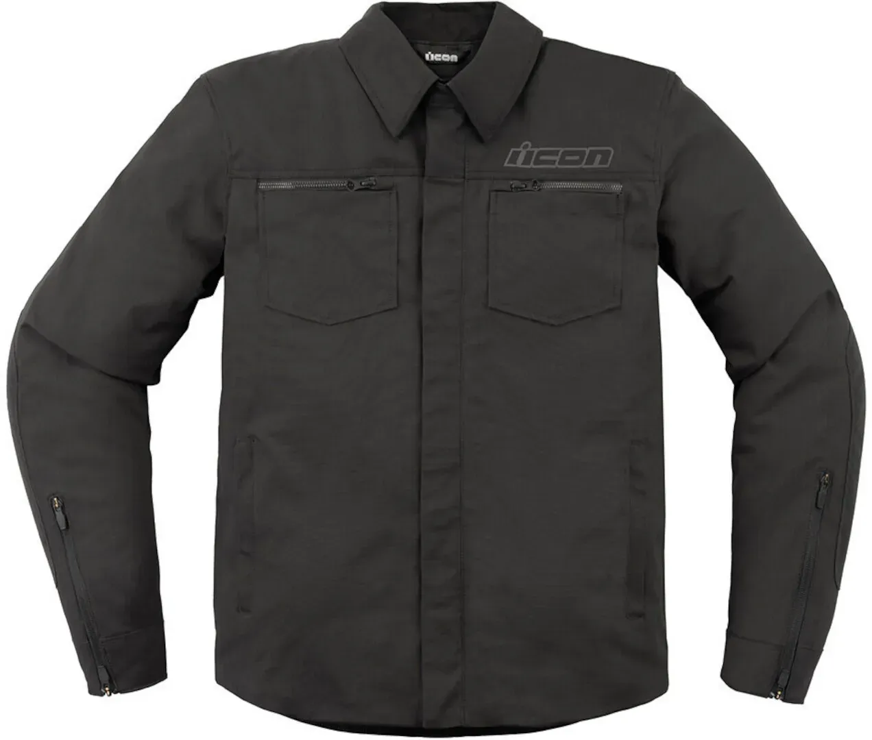 Icon Upstate Canvas Motorfiets textieljas, zwart, 2XL Voorman