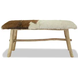 vidaXL Sitzbank Echtleder Teak