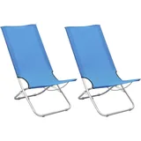 vidaXL 2X Strandstuhl Klappbar Klappstuhl Campingstuhl Faltstuhl Gartenstuhl Strandliege Liegestuhl Strandstühle Outdoor Blau Stoff