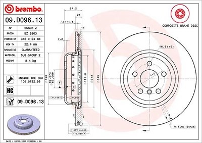 Brembo 2x Bremsscheibe für BMW