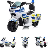 Chipolino Kinder Elektromotorrad Police 3 Räder Scheinwerfer Musikfunktion weiß