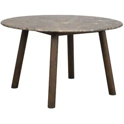 Esstisch Taransay Rund 125cm, Marmor Braun, Eiche Braun