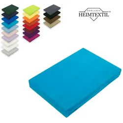 EXKLUSIV HEIMTEXTIL Marke Jersey Spannbettlaken Spannbetttuch Bettlaken Rundumgummizug 180 - 200 x 200 cm Türkis