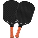 Pickleball-Paddel – 3K Rohkohlefaser-Oberfläche + Carbon-Abriebfläche mit hoher Körnung und Spin, sicherer Griff, Gurkenball-Paddel mit 16 mm Polypropylen-Wabenkern (2er-Pack)