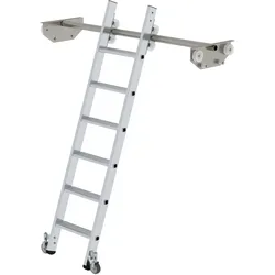 PROREGAL Stufen-Regalleiter fahrbar für Doppelregal 6 Stufen