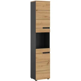xonox.home Canu Hochschrank 38x193x34 cm Eiche/Grau