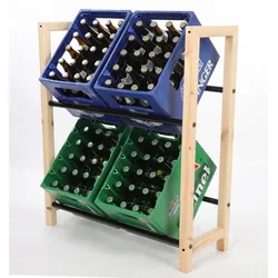 PROREGAL Getränkekistenregal HUNSRÜCK HxBxT 95x82x32cm 4 Kisten auf 2 Ebenen Massives Kiefernholz Natur Getränkekistenständer Kistenregal