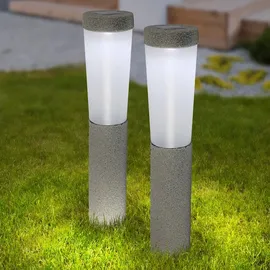 GLOBO 2er Set LED Solarleuchten, Steinoptik, Erdspieß, H 45,6 cm