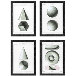 Casa Padrino Luxus Bilder Set Sphärische Projektionen Schwarz / Weiß / Grau 59 x H. 83 cm - Kunstdrucke - Wandbilder - Wanddeko - Deko Accessoires